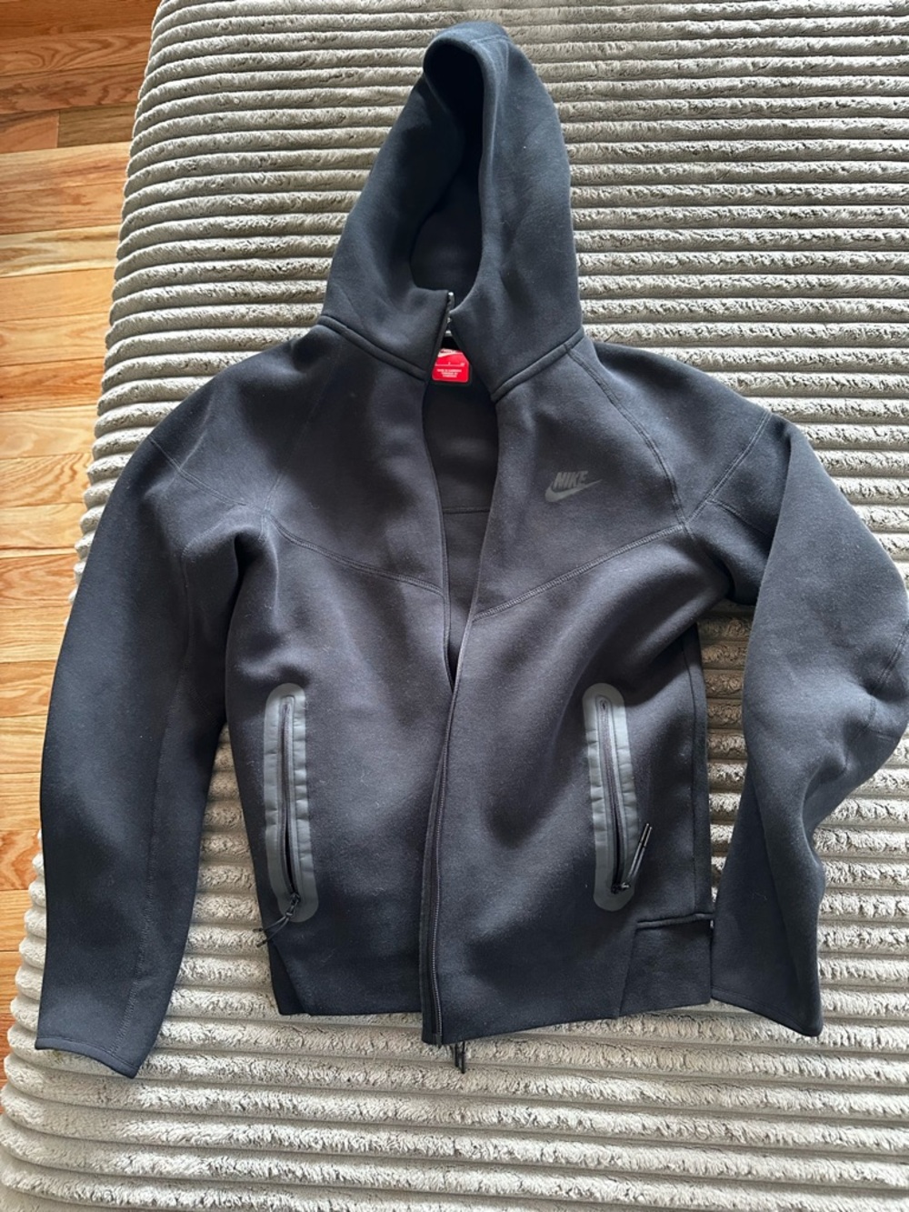 Nike Black Hoodie with Red Logo Patch